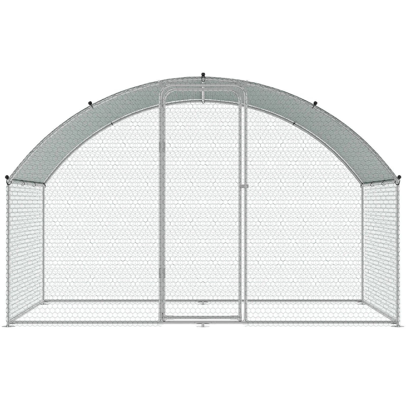 VEVOR Chicken Coop, 9.8X6.5X6.5Ft Walk-In Large Metal Chicken Run for Yard with Waterproof Cover, Doom Roof Hen House with Security Lock for Outdoor and Backyard, Farm, Duck Rabbit Cage Poultry Pen