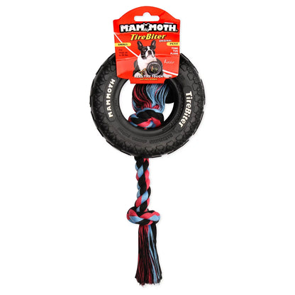 Tirebiter Small 6" Rubber Tire Dog Toy with Rope, Assorted Colors